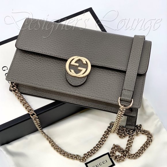 Gucci Handbags - NIB GUCCI Interlocking GG Gray Wallet On Chain